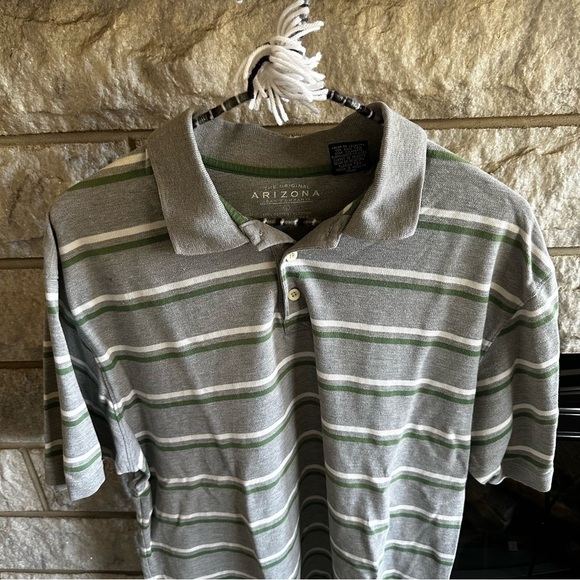 Arizona Jeans Co men’s polo gray green stripe large Y2K vintage - Picture 8 of 9
